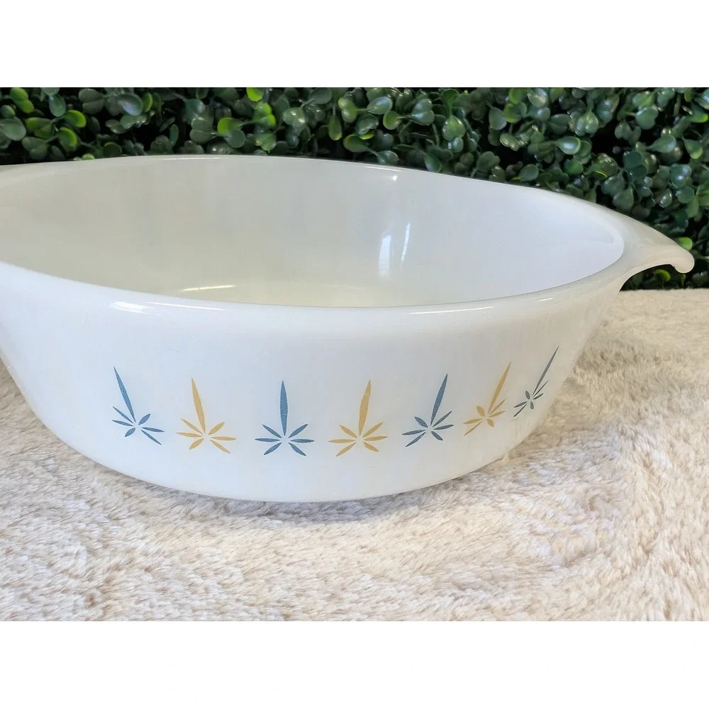Vtg Fire-King Golden Starburst 1 Qt Casserole Dish Anchor Hocking USA P-1-B